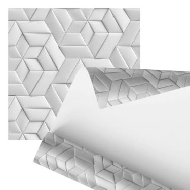 Imagem de Papel de Parede Geométrico Hexagonal, Padrão Moderno, Branco, 2,80 Metros