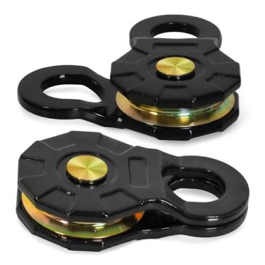 Imagem de DING.PAI 2 peças ATV/UTV bloco de agarrar guincho, polia de bloco de agarrar resistente, 10,886 kg (12T), ideal para lado a lado, compatível com corda sintética e cabo de aço, ideal para recuperação