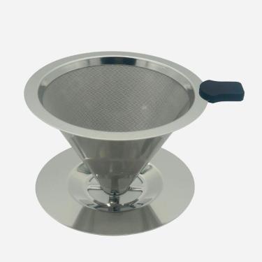 Imagem de Filtro Coador De Café Inox 101 - Com Pegador Em Silicone - Peneira Aço Reutilizável