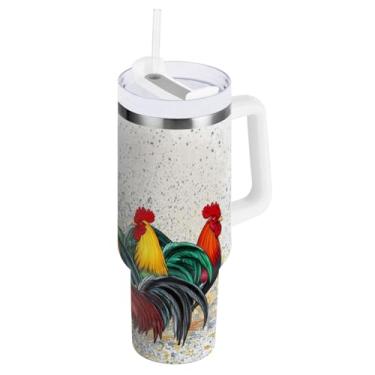 Imagem de ODAWA Copo grande à prova de vazamento, copo isolado de aço com tampa e canudo