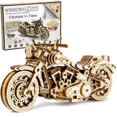 Imagem de WOODEN.CITY Quebra-cabeças Cruiser V-Twin Motorcycle 3D para adultos - Kits de modelo de madeira para construir - Kit interativo de motocicleta de quebra-cabeça de madeira - Hobbies para homens