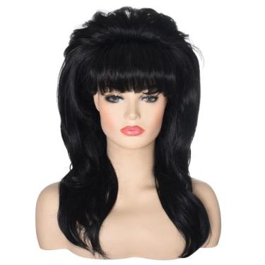 Imagem de Peruca AMACOS 50s Beehive Black Bouffant Synthetic Peruca - AMZCOS