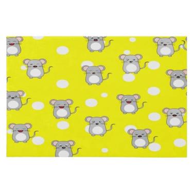 Imagem de Wassud Tapete de porta de rato de desenho animado 61 x 89 cm, tapete de área lavável antiderrapante com suporte de borracha, tapete macio e macio para sala de estar, quarto, entrada, entrada