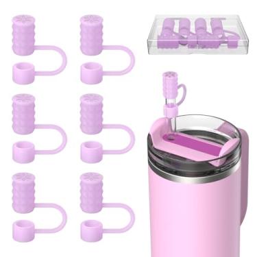 Imagem de VOGOGE 6 peças de tampas de palha, 0,4 pol/10 mm para copo Stanley 30/1,134 g, rosa translúcido