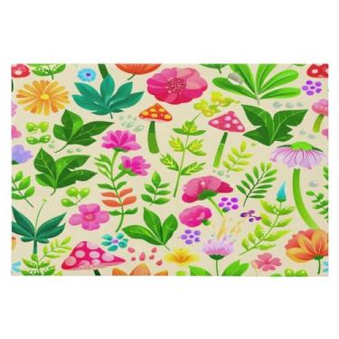 Imagem de Wassud Flores coloridas (2) tapete de porta 61 x 89 cm, tapete de área lavável antiderrapante com suporte de borracha, tapete macio e macio para sala de estar, quarto, entrada, entrada