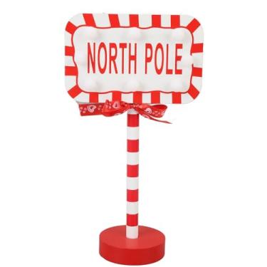 Imagem de Decorações de Natal do Pólo Norte Sinal do Pólo Norte Com Luz LED Decoração de Mesa de Natal para Escritórios Domésticos Internos Festa de Natal Placa Decorativa de Rua de Natal