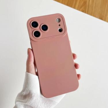 Imagem de SFDSUH Capa protetora de lente de câmera para iPhone 16 Pro, em silicone macio e resistente a impactos (para iPhone 16 Pro/Rosa areia)