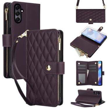 Imagem de Asuwish Capa de celular para Samsung Galaxy A16/A17/A26 5G com protetor de tela de vidro temperado e carteira com zíper, compartimento para cartão, suporte flip celular A 16 17 26 16A 17A 26A 4G