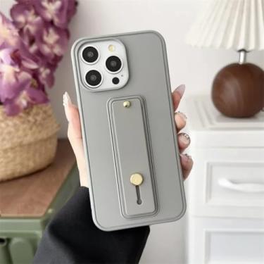 Imagem de IRTGFG Capa de celular com suporte de pulso colorido para iPhone 16 Pro, capa à prova de choque e proteção contra quedas (para iPhone 16 Pro/cinza titânio)