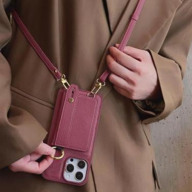 Imagem de IRTGFG Capa tipo carteira com alça de pulso e compartimento para cartão, cordão e capa de couro para iPhone 16 Pro/6