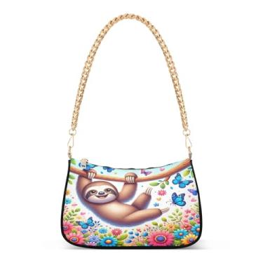 Imagem de Bolsa de ombro divertida fofa com corrente de ombro colorida, bolsa feminina Hobo média para uso diário e festas