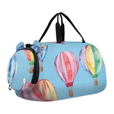 Imagem de Bolsa esportiva para meninos e flores de cacto, bolsas noturnas para meninas, para viagem, academia, bagagem infantil, Balões de ar quente arco-íris, Clássico