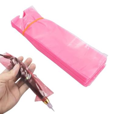 Imagem de ZJchao Capas para Máquinas de Tatuagem de 100 Unidades, Mangas de Caneta Descartáveis ​​antiestáticas à Prova de água para Armas de Tatuagem, Com Barreira Sanitária para Tatuadores e (Rosa)