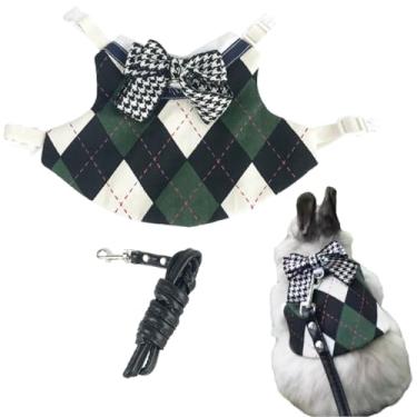 Imagem de Conjunto de roupas e coleira de coelho para animais de estimação, roupas fofas de estilo escolar à prova de fuga, adequado para coelhos, porquinhos-da-índia, furões e outros animais pequenos (P