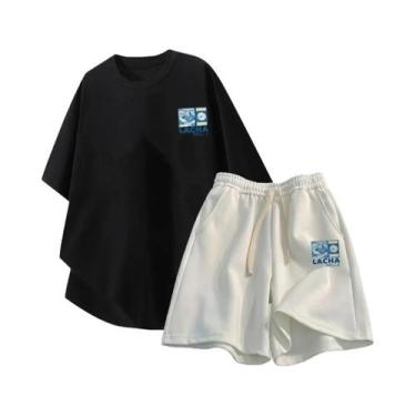 Imagem de Conjunto Casual Masculino Tamanho Grande M-8XL Camiseta Solta E Shorts