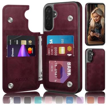 Imagem de DJDUCK Capa carteira projetada para Samsung Galaxy A17 5G com suporte para cartão, [capa com fecho magnético] [proteção de couro com bloqueio de RFID] à prova de choque para mulheres e homens para