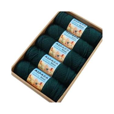 Imagem de Fio De Lã De Alpaca Grosso 500g 5 Meadas Para Tricô De Suéteres, Casac