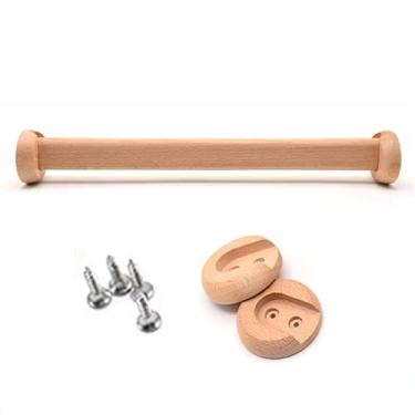 Imagem de YDJIANCAI 1 peça de tubo oval de madeira para guarda-roupa, mastro de armário resistente, haste de armário de guarda-roupa com suporte de extremidade, corte personalizado até 119 cm de comprimento
