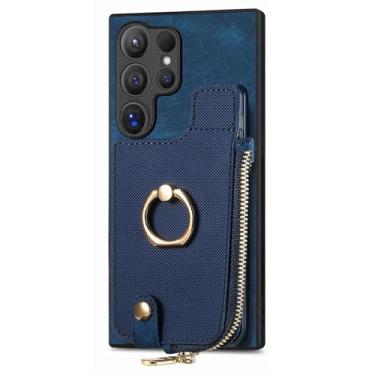 Imagem de Capa de couro para Samsung Galaxy S25/S25 Plus/S25 Ultra, capa flip com compartimentos para cartão com suporte de anel, proteção à prova de choque capa carteira