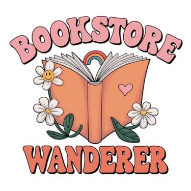 Imagem de Conjunto de 3 adesivos de livraria Wanderer – Adesivos de vinil à prova d'água para Kindle, laptop, garrafa de água – Decalque de livro holográfico floral retrô – Presente para amantes de livros para