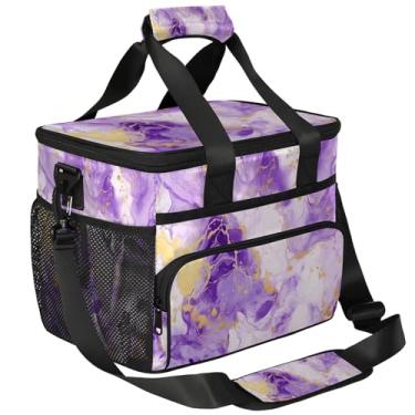 Imagem de Mochila de piquenique com isolamento roxo, lancheira para mulheres, homens, cesta de piquenique, lancheira portátil para piquenique, praia, trabalho, viagem, escritório, acampamento, fluído abstrato