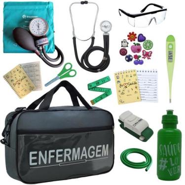 Imagem de Kit Enfermagem Academico Aparelho Pressao Estetoscópio Bolsa Multi Inc
