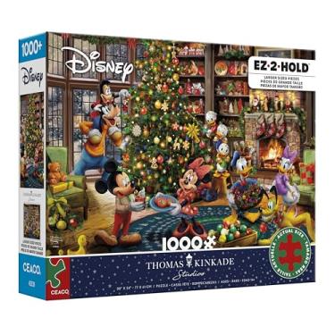 Imagem de Ceaco - EZ2Hold - Disney - Kinkade - Mickey e Minnie Christmas - Quebra-cabeça de 1000 peças para adultos - Desafiador e perfeito para noites de jogos - Quebra-cabeça acabado tamanho 76 x 61 cm