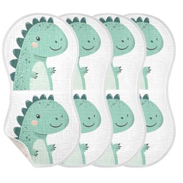 Imagem de Wassud Engraçado dinossauro musselina bebê arrotar panos, 1 pacote com babadores de algodão, toalha de rosto absorvente e macio para arrotos para meninos e meninas recém-nascidos