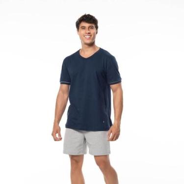 Imagem de Pijama Curto Marinho/Mescla KPR 173004 100% Algodão, Marinho, Mescla, 