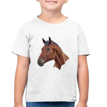 Imagem de Camiseta Algodão Infantil Cavalo Arte Mosaico - Foca na Moda, Branco, 