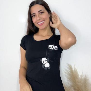 Imagem de Blusa Feminina Viscolaycra de Panda Camiseta dia a dia - GK TODA BELA,