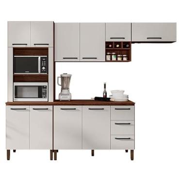 Imagem de Cozinha Modulada Ametista Composição 5 Nogueira Off White - Kits Paraná