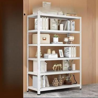 Imagem de Rack de Armazenamento em Aço com Prateleiras Ajustáveis Estante Multifuncional para Organização(Branco 6 Divisórias 100 * 40 * 200)