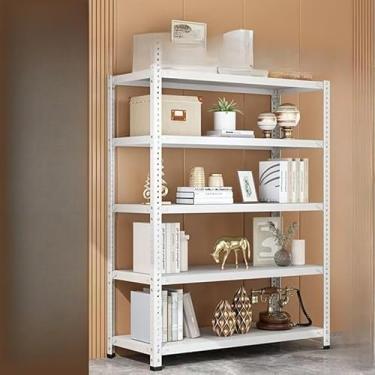 Imagem de Rack de Armazenamento em Aço com Prateleiras Ajustáveis Estante Multifuncional para Organização(Branco 5 divisórias 100 * 40 * 180)