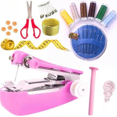 Imagem de Máquina de costura manual portátil + kit de costura para artesanato