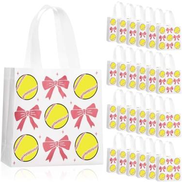 Imagem de Sweetude 24 peças de sacolas de presente a granel com alça laço rosa sacola esportiva não tecida para lembrancinhas de festa 19 x 19 cm, sacola de doces para lembrancinhas de festa, suprimentos a