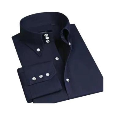 Imagem de Camisa Social Masculina Branca Slim Fit De Manga Longa Com Gola E Botõ