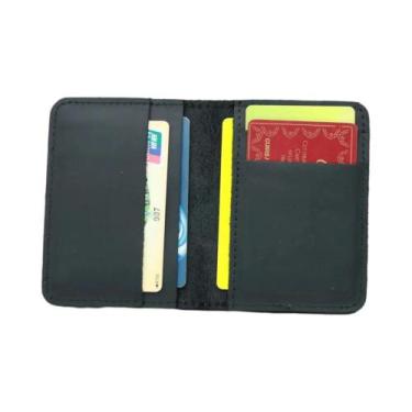 Imagem de Carteira De Couro Slim Para Homens, Porta-Cartões Fino E Minimalista, 