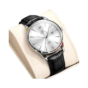 Imagem de Relógio De Pulso Masculino À Prova d'Água Com Pulseira De Couro Quartz