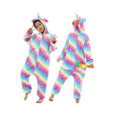 Imagem de Pijamas De Unicórnio Para Crianças Meninos E Meninas Flanela Kigurumi 