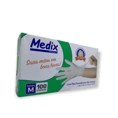 Imagem de Luva Látex Sem Pó Medix Brasil - Caixa com 100 un. Tamanho M - Descarp