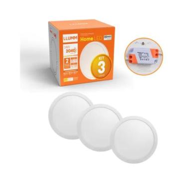 Imagem de KIT 3X PAINEL DE SOBREPOR HOME LED 24W Redondo 3000K Branco Quente 295