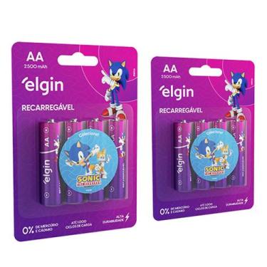 Imagem de Pilha Recarregável Elgin AA 2500mAh Kit com 8 Unidades  Alta durabilid