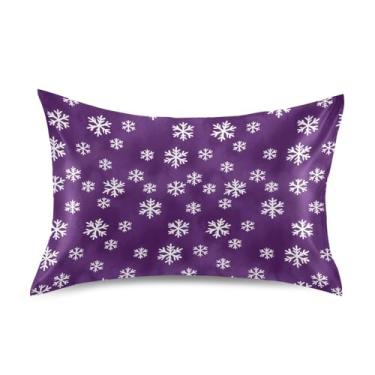 Imagem de Wassud Fronha de cetim flocos de neve para cabelo e pele fronhas de seda macia queen size capas de travesseiro respiráveis com fecho de envelope