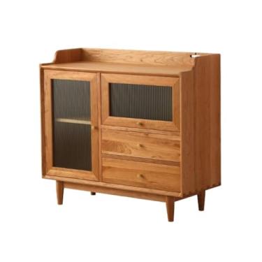 Imagem de Armário de buffet Nordic Elegante Cozinha Madeira Maciça Aparador de Jantar Casa Sala de Estar Armário de Parede Armário de Chá Aparador