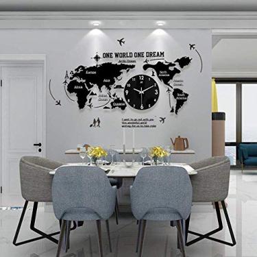 Imagem de U5GAAALPPQ9 Relógio de parede criativo com mapa do mundo faça você mesmo/estilo moderno, relógio de parede, sala de estar, quarto, criativo, moderno, mudo, grande, relógio de parede