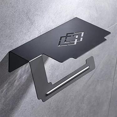 Imagem de Suporte de papel higiênico preto/níquel escovado, acessórios de banheiro de aço inoxidável, rack de papel de rolo, barra de toalha de papel, prateleira de armazenamento montada na parede (cor: níquel