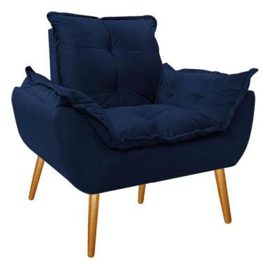 Imagem de Poltrona Opala Palito Mel Suede Azul Marinho - Doce Sonho Móveis
