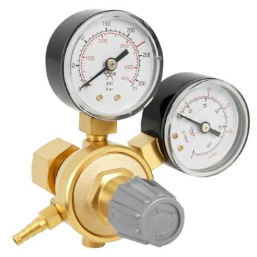 Imagem de MABCIRY Mini regulador de CO2 de argônio, regulador de gás de soldagem de latão ajustável, medidor de pressão para soldagem Tig e Mig gás misto CO2