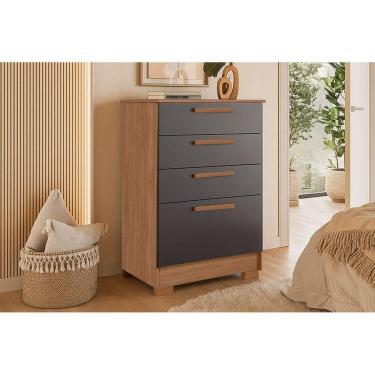 Imagem de Cômoda Casal Aruba 4 Gavetas Jatobá/Grafite - Santos Andirá